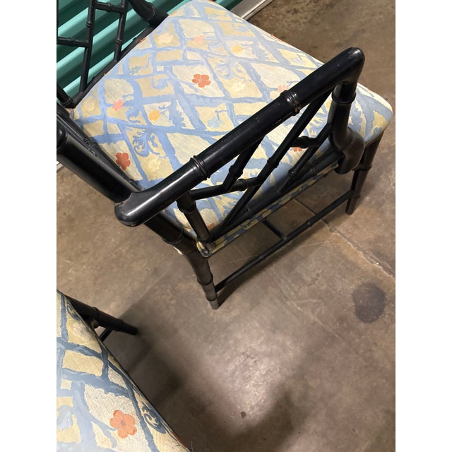 Pair of Mid 20th Century Ebony Bamboo Inspired Armchairs For Sale In Atlanta - Image 6 of 7