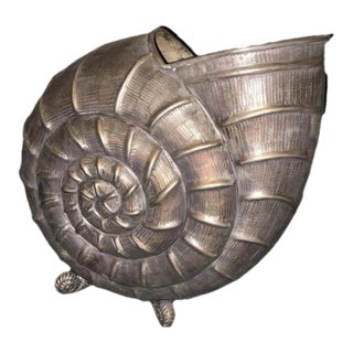 Large Italian Buccellati Style Nautilus “Snail” Shell Vase. Snail Centerpiece For Sale