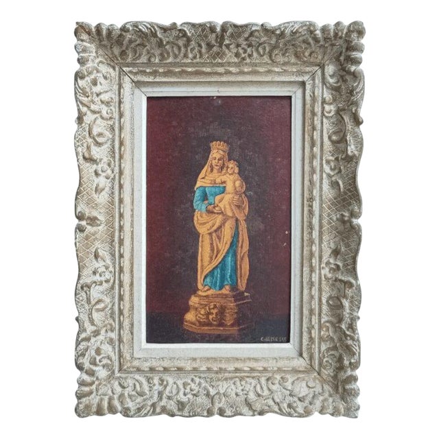 Christian Lemesle, Holy Virgin and Child King, Oil on Hardboard, Framed For Sale