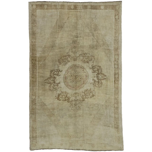 Beige Vintage Turkish Oushak Rug - 07'03 X 11'05 For Sale - Image 8 of 9