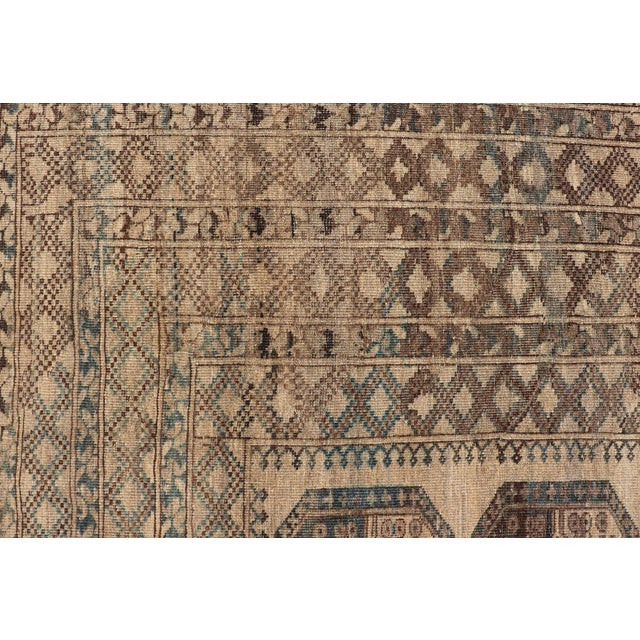Antique Ersari Rug Sophisticated Medallion Patterns in Earthy Tones 8'7 X 11'10 For Sale - Image 4 of 10