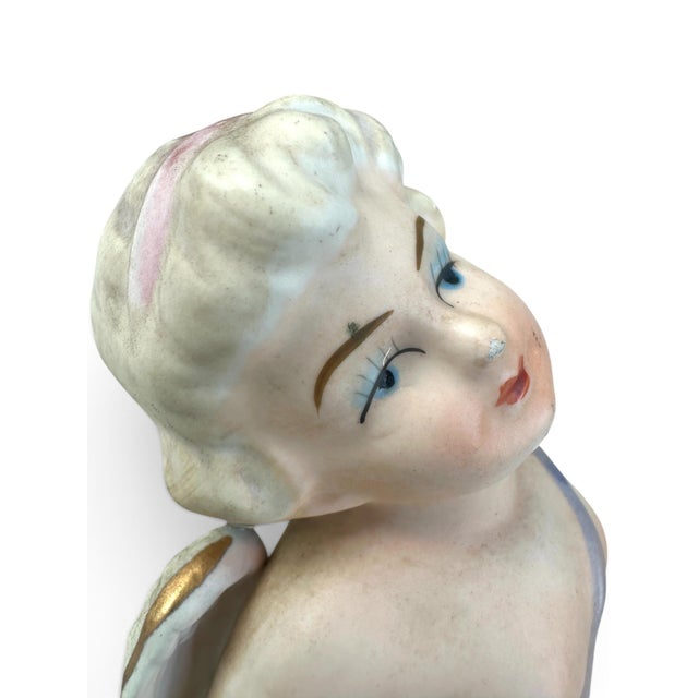 1950's Lenwile Ardalt Porcelain 3 Cherub Floral Planter Vase For Sale - Image 12 of 16