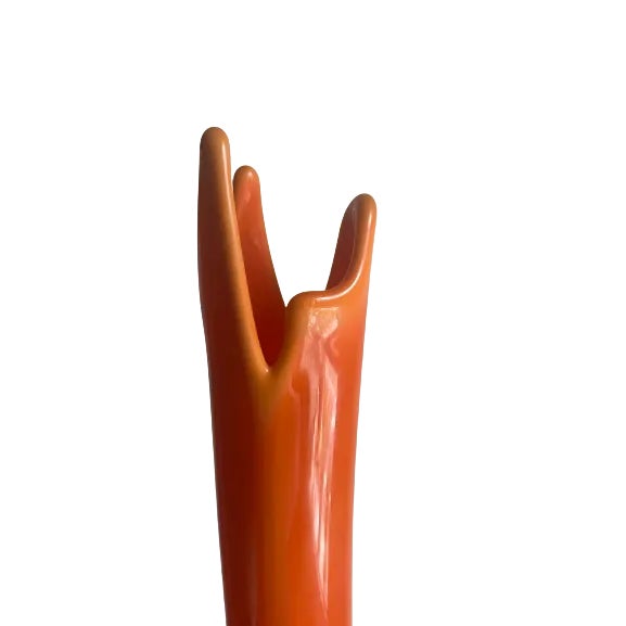 1970s Orange Slag Glass Vase For Sale - Image 4 of 6