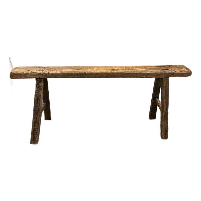 Antique Wood Farmhouse Bench For Sale