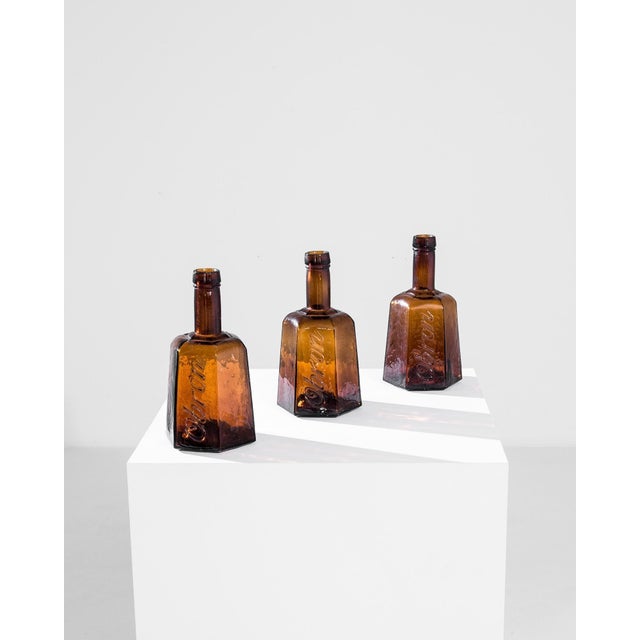 Vintage European Amber Glass Bottle For Sale - Image 4 of 5