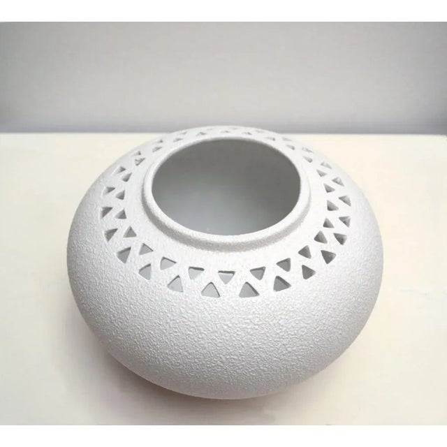 - Vase in matt ceramic in relief - With perforated circular decoration - Production Roberto Rigon, 1970s