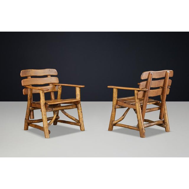 Sculptural Oak Armchairs, France, 1950s, Set of 2 For Sale - Image 11 of 17