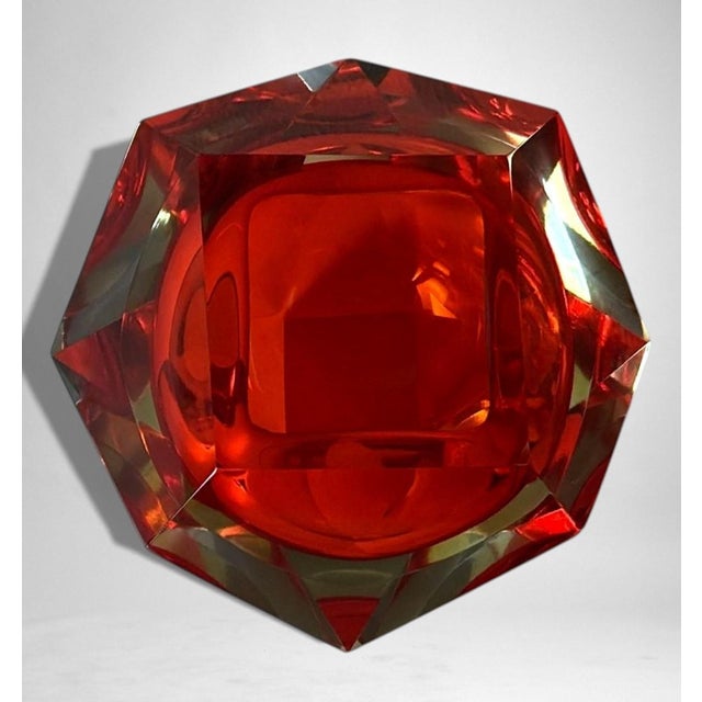 Mandruzzato Style Murano “Sommerso” Glass Ashtray For Sale - Image 11 of 18