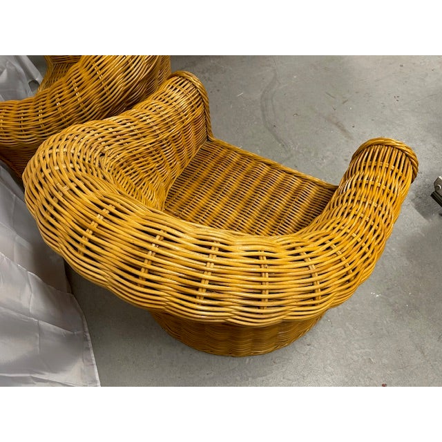 Vintage Rattan Wicker Club Chairs, a Pair For Sale - Image 9 of 17