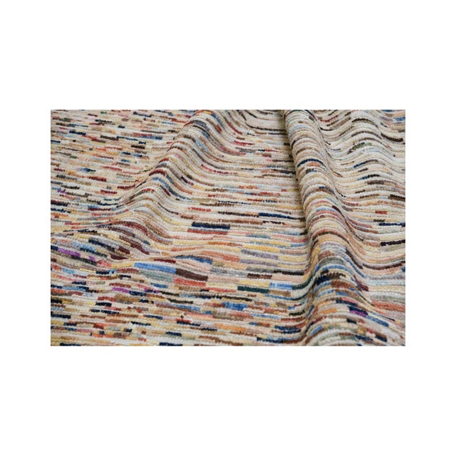 Textile Modern Multicolor Hand Knotted Wool Rug For Sale - Image 7 of 7