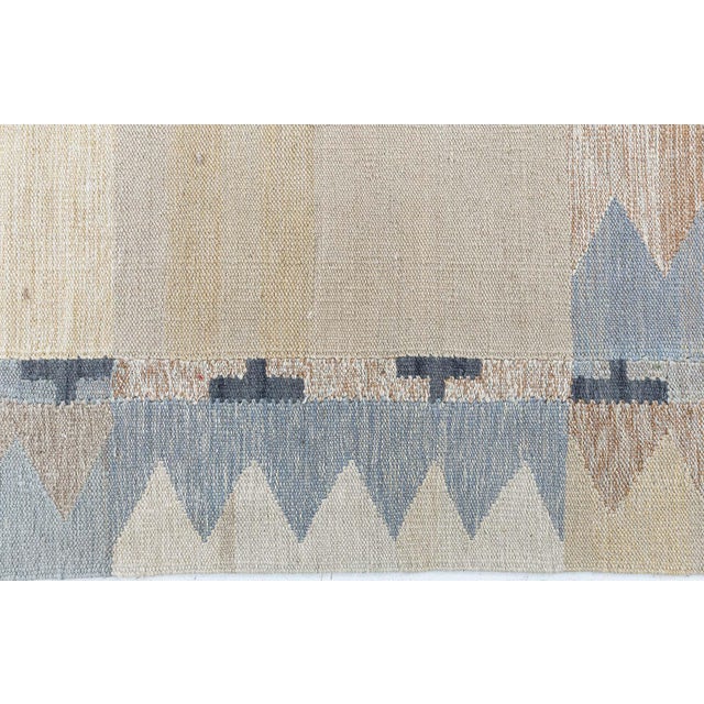 Greige Modern Swedish Style Geometric Flat Weave Wool Rug by Doris Leslie Blau For Sale - Image 8 of 9