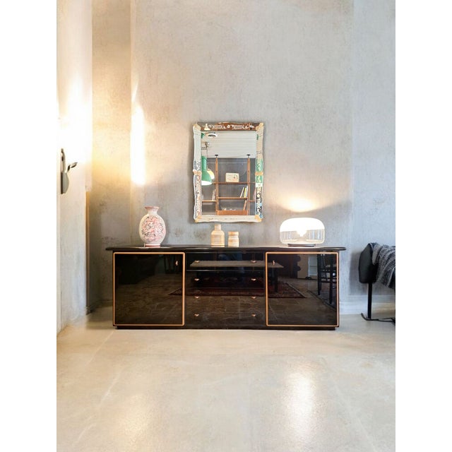 Sideboard in Black Lacquered Wood and Maple attributed to Pierre Cardin for Roche Bobois, 1970s For Sale - Image 13 of 14