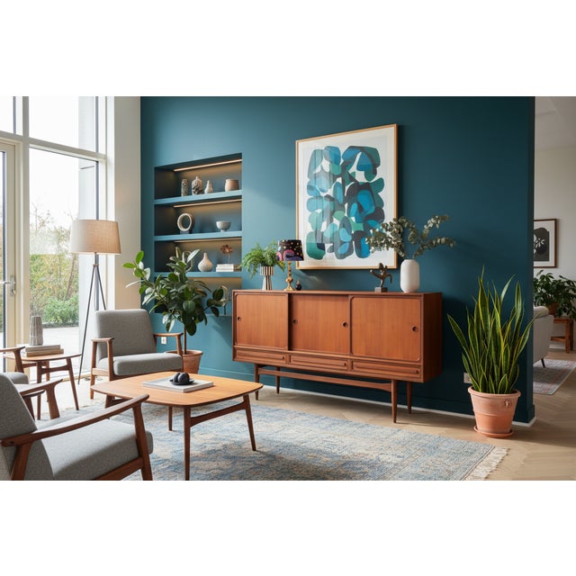 Danish Sideboard in Teak and Walnut with Sliding Doors, 1960s For Sale - Image 11 of 18