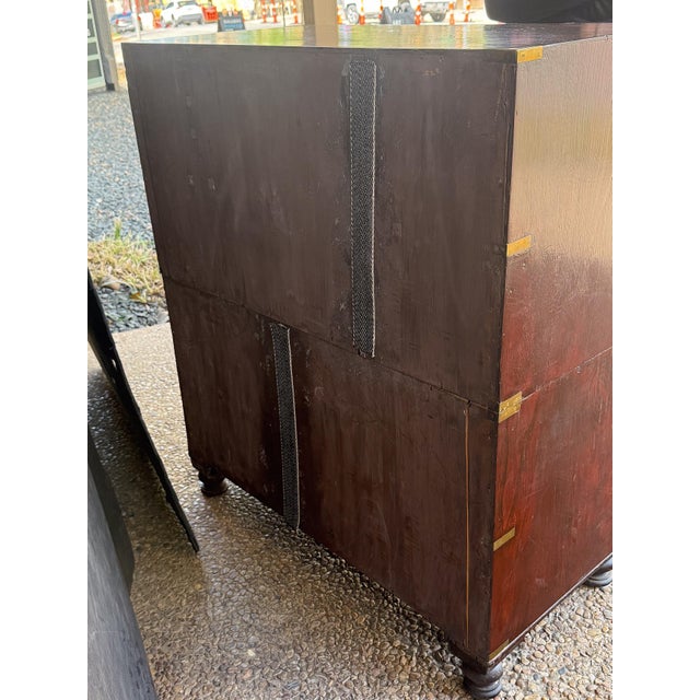 British Military Officer's Campaign Secretary Chest of Brass-Bound Mulberry Wood For Sale - Image 14 of 14