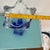 1960s MCM Blue and White Glass Swung Vase, Perfect Condition For Sale In San Diego - Image 6 of 8