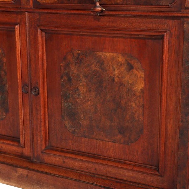 Antique Victorian Empire Walnut & Burl Step Back Bookcase C1880 For Sale - Image 4 of 18