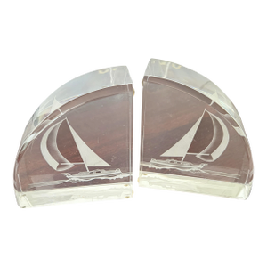 Lucite Sailboat Bookends - A Pair