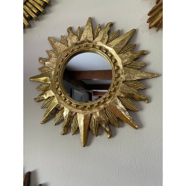 Late 20th Century Gold Gilded 12.5" Sunburst Wall Mirror For Sale - Image 16 of 18
