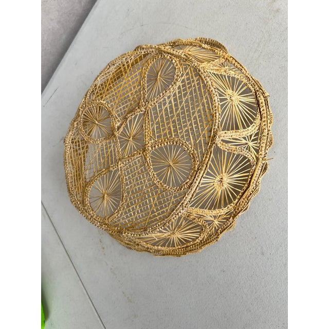 Mid 20th Century Mid 20th Century Vintage Tenerife Lace Basket For Sale - Image 5 of 5