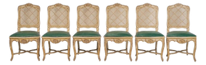 20th Century Louis XV Carved and Lacquered Wooden Chairs, Set of 6
