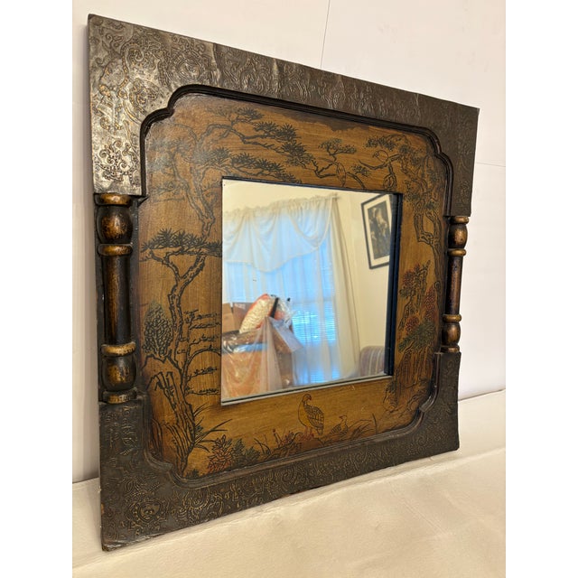 This is an antique-style Chinoiserie accent mirror incorporating traditional East Asian design motifs with a distinct...