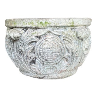 Vintage Regency Cast Concrete Medallion Planter For Sale