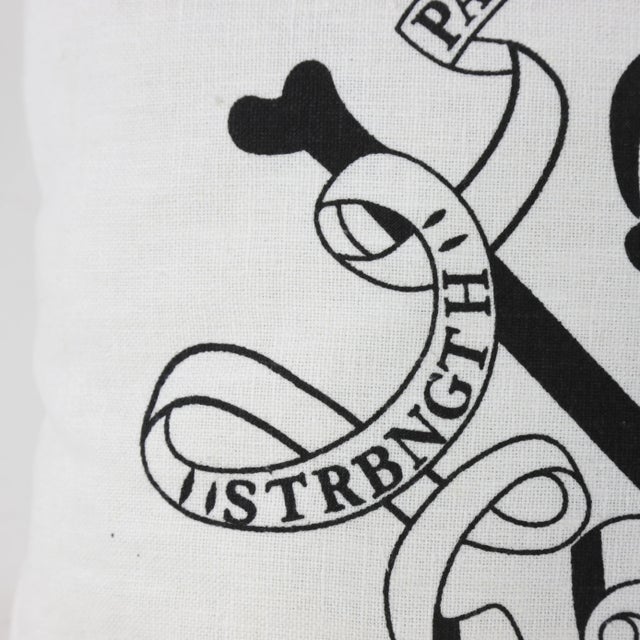 White Vintage-Inspired Skull and Crossbones Pillow With Crowned Emblem For Sale - Image 8 of 11