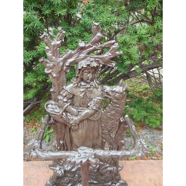 Victorian Cast Iron Umbrella Stand of Red Riding Hood For Sale - Image 3 of 10
