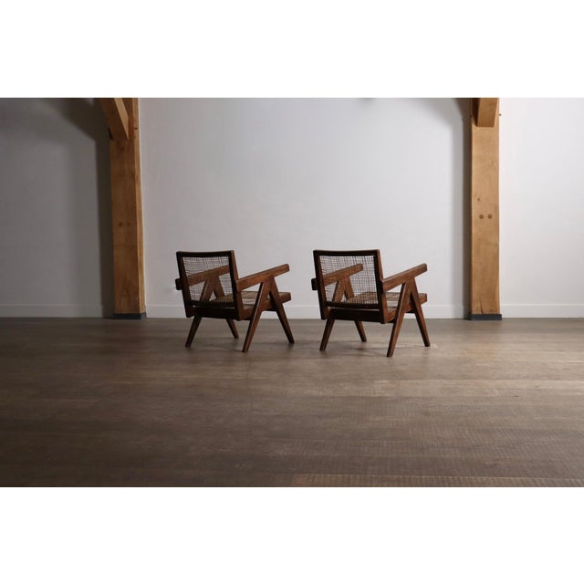Lounge Chairs PJ-SI-29-A in Teak and Cane by Pierre Jeanneret, 1950s Set of 2 For Sale - Image 13 of 18