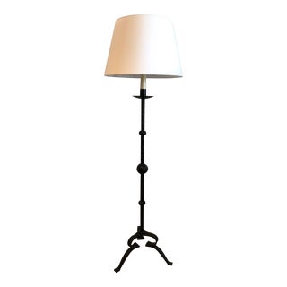 1980s Hammered Forged Iron Floor Lamp With Lamp Shade For Sale