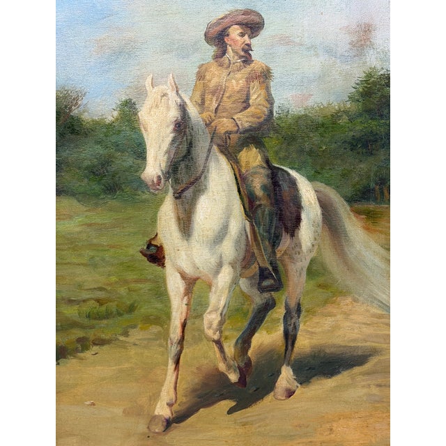 Wild West Buffalo Bill on Grey Horseback After Rosa Bonheur’s Celebrated Portrait of William Frederick Cody Mid 20th...