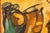 Yellow c.e. Leonard Cubits Surreal Abstract Signed Oil Painting on Framed Canvas 1970 For Sale - Image 8 of 8