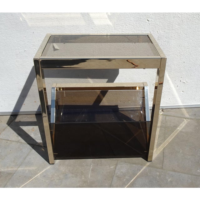 Gilded Magazine Rack or Side Table from Belgo Chrom / Dewulf Selection, 1970s For Sale - Image 10 of 14