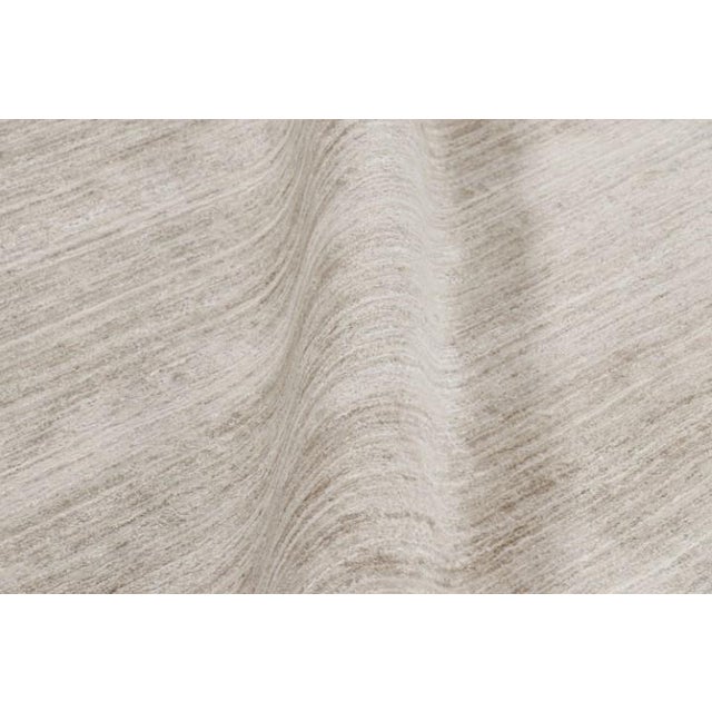 Textile Rug & Kilim’s Oversized Textural Rug in Solid Taupe and White Tones and Striae - 11x17 For Sale - Image 7 of 8