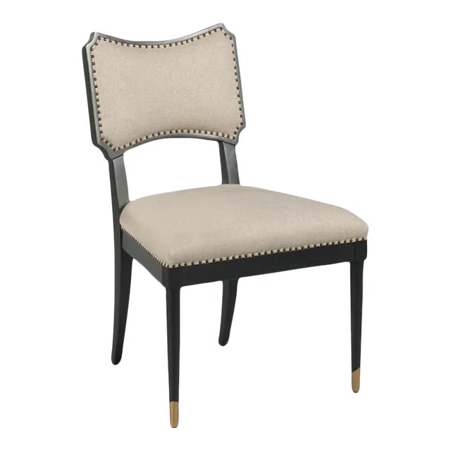 Celerie Kemble for Woodbridge Powers Side Chair in Amsterdam Black For Sale