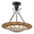 Art Deco Textured Glass and Iron Pendant Light For Sale