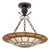 Late 20th Century Art Deco Textured Glass and Iron Pendant Light For Sale