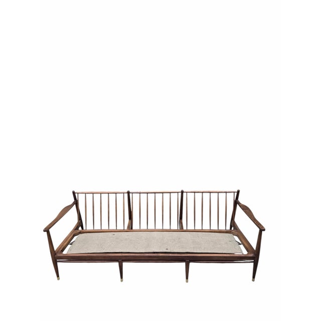 Danish Modern Sofa Newly Reupholstered in Ivory Sheep’s Wool Shearling by Ib Kofod-Larsen For Sale - Image 12 of 12