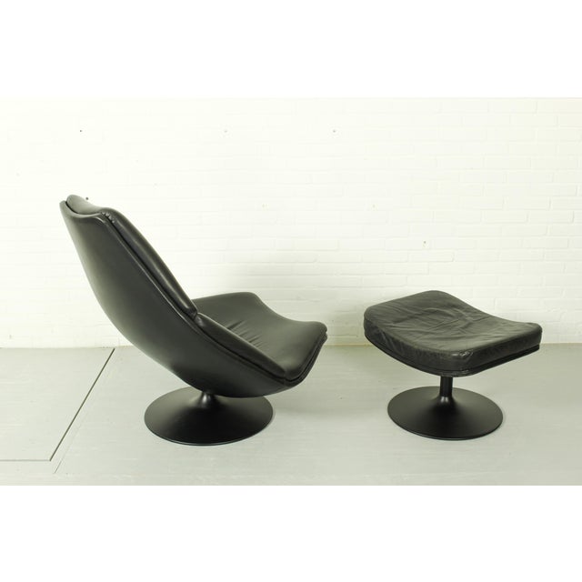 Black Set of F588 Lounge Chair and P585 Ottoman by Geoffrey Harcourt for Artifort, 1960s For Sale - Image 8 of 14