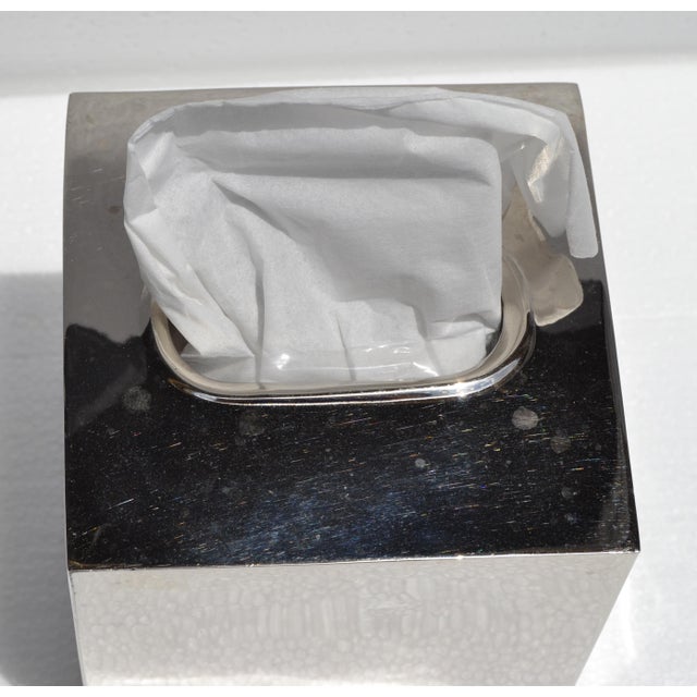 1970s Bohemian Handmade Polished Stainless Steel Over Brass Tissue Box Cover India For Sale - Image 10 of 14