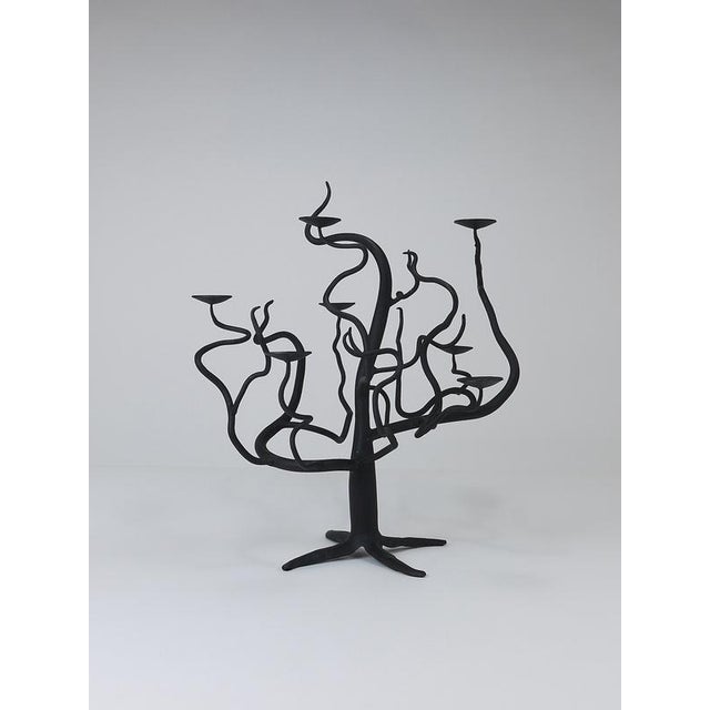 Brutalist Tree of Life Hand-Forged Candleholder, 1970s For Sale - Image 12 of 16