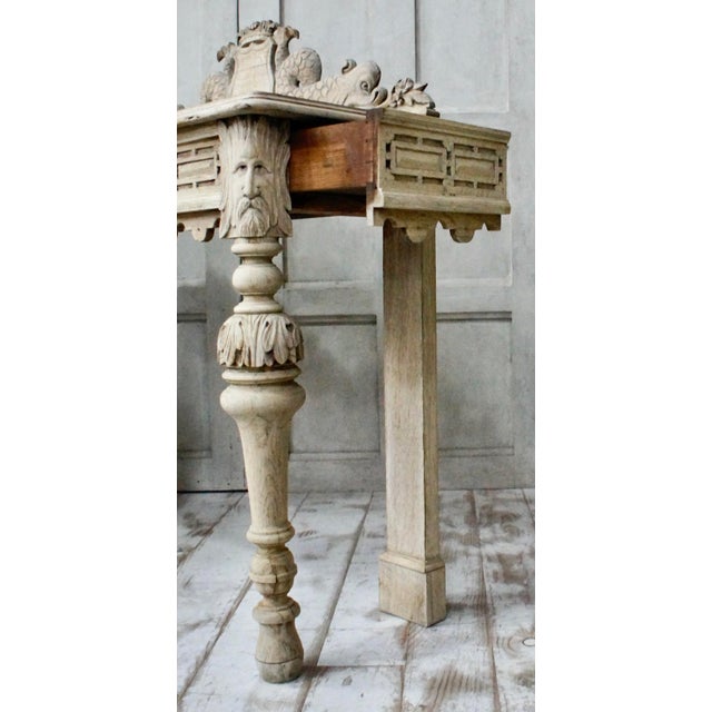 Antique Bleached Oak Green Man Hall Table, 1880s For Sale - Image 6 of 13