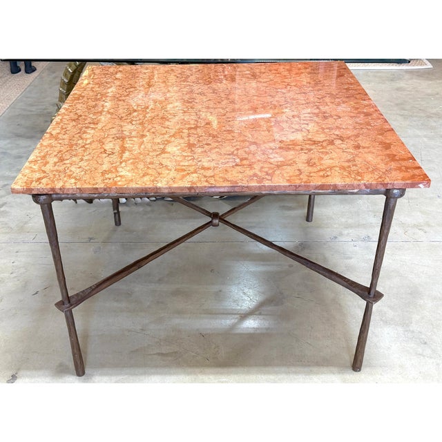 Giovanni Banci for Hermès Hammered Iron & Breccia Rossa Marble Table, Circa 1990 For Sale - Image 12 of 18