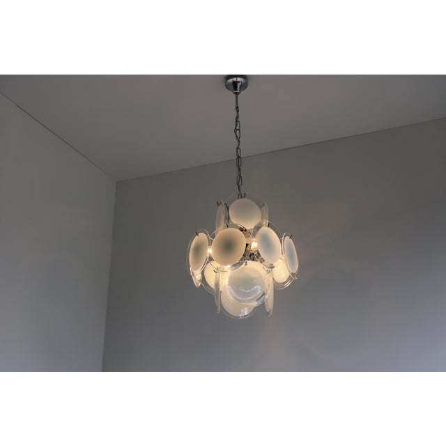 Silver Vintage Italian Murano Glass Disc Chandelier attributed to Gino Vistosi, 1970s For Sale - Image 8 of 16