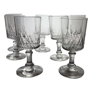 Richelieu-Champigny Pattern Wine Glasses, 1920s, Set of 7 For Sale