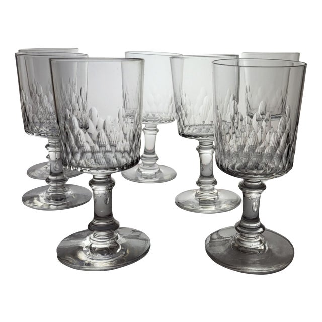 Richelieu-Champigny Pattern Wine Glasses, 1920s, Set of 7 For Sale
