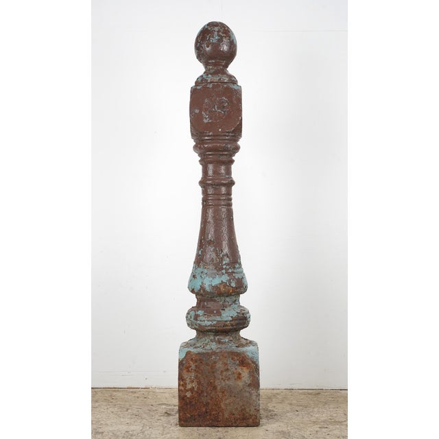 Late 19th Century Pair of Antique Victorian 46.5 In. Cast Iron Newel Posts For Sale - Image 5 of 15