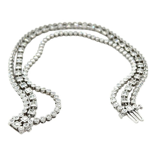 18ct White Gold Diamond Tennis Bracelet 5.52ct 29.0g For Sale