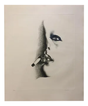 Giacomo Porzano, Smoker in White, Etching, 1972