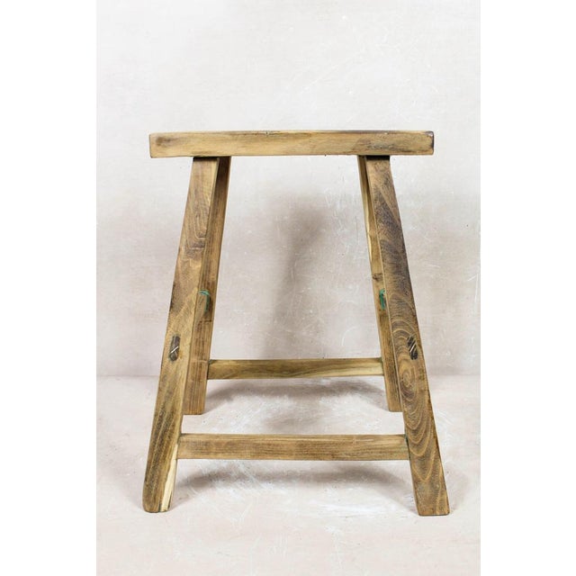 Vintage Rustic Stool in Elm For Sale - Image 5 of 5